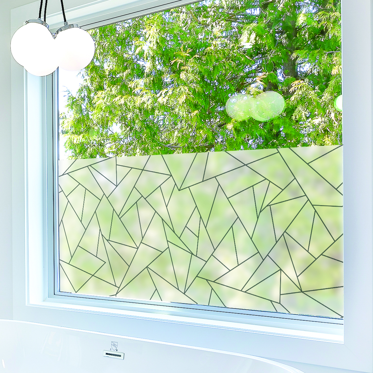 Adhesivo de ventana patrón geométrico gris - adhesivo de pared - revestimiento sticker mural decorativo - 40x100cm