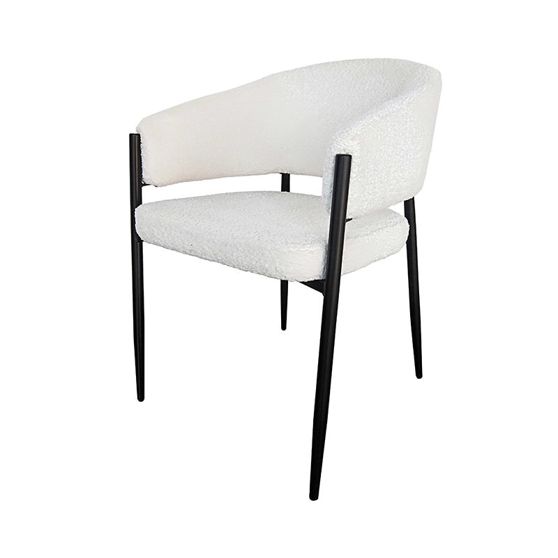 Sedia imbottita da interno effetto boucle bianca - 4