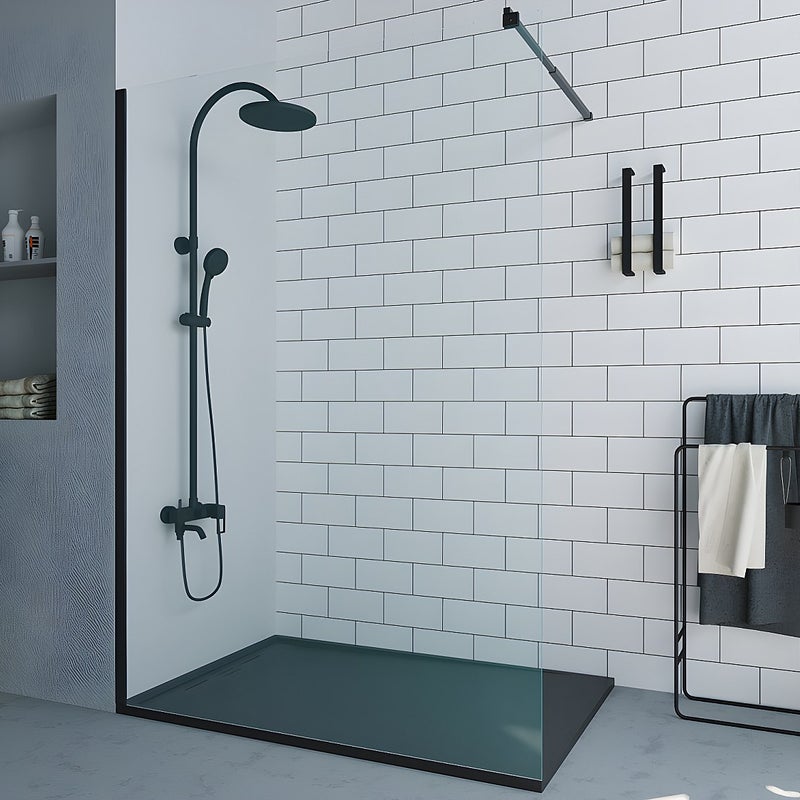 Parawan prysznicowy we włoskim stylu w kolorze czarnym matowym estetyka industrialna – 140 × 200 cm – DAREN