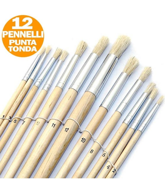 Pennelli pelo di capra punta tonda - 6 pezzi n 10 Pennelli pelo di capra punta tonda - 6 pezzi n 10