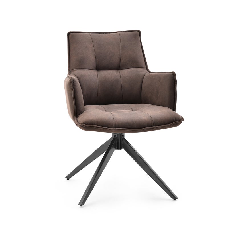 Krzesło do jadalni / Krzesło obrotowe Tavaro tkanina brązowy hjh LIVING
