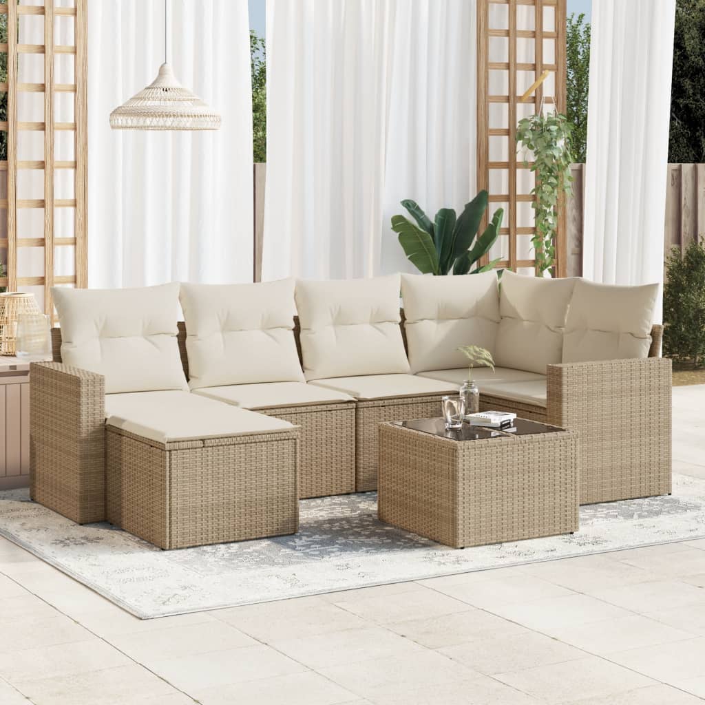Canapé D'extérieur 3 Places En Résine Tressée Beige - Avec Coussin - VieXL