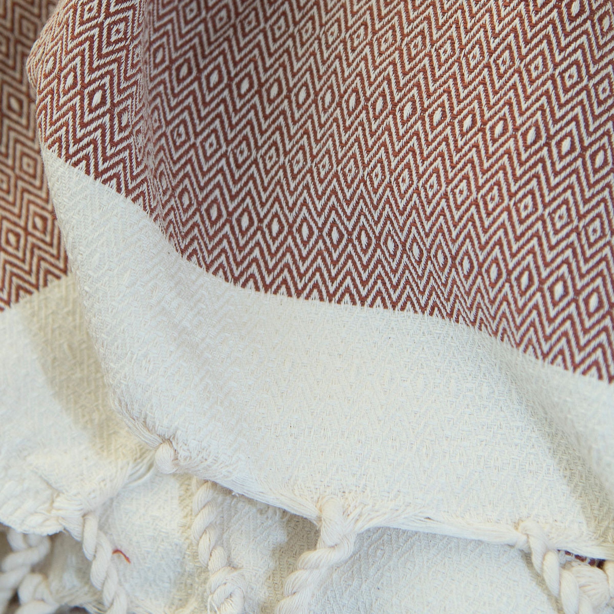 Plaid 130x170 coton rouge tomette - 5