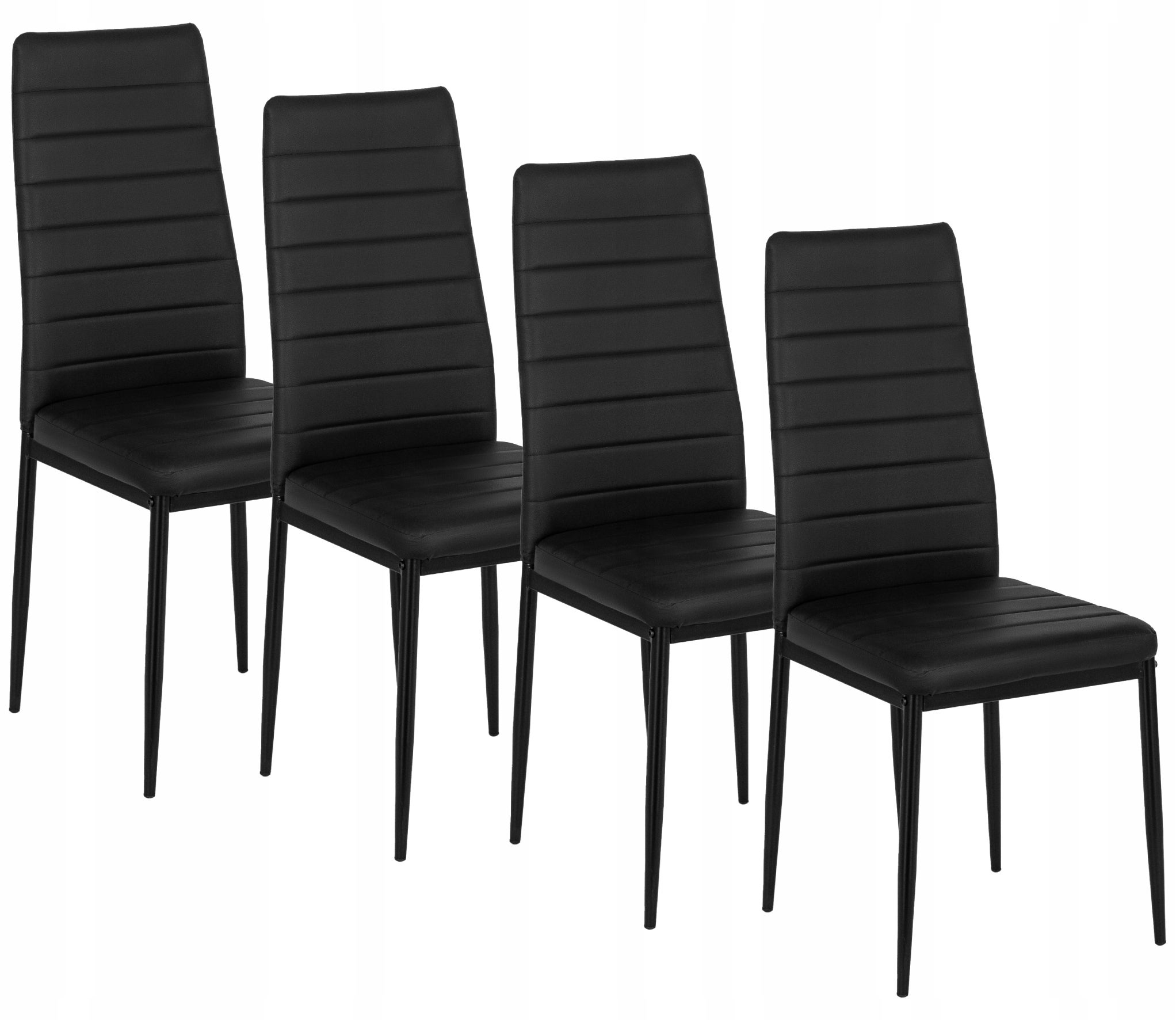 Zestaw 4 Krzeseł Tapicerowanych Z Ekoskóry Komplet Do Jadalni Czarny NARIS
