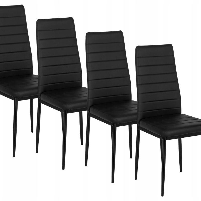 Zestaw 4 Krzeseł Tapicerowanych Z Ekoskóry Komplet Do Jadalni Czarny NARIS