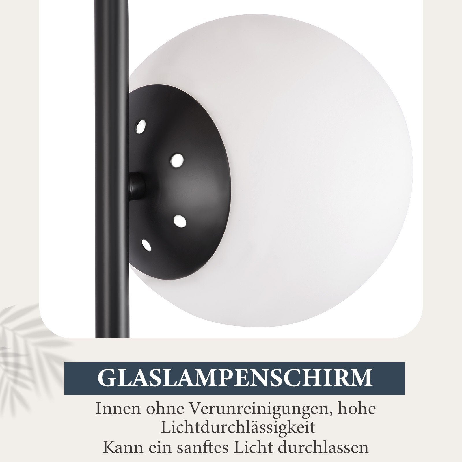 ZMH Lampadaire Noir 3 Lumières Pied E27 Moderne Design Métal Verre avec Interrupteur Pour Salon Bureau - 6