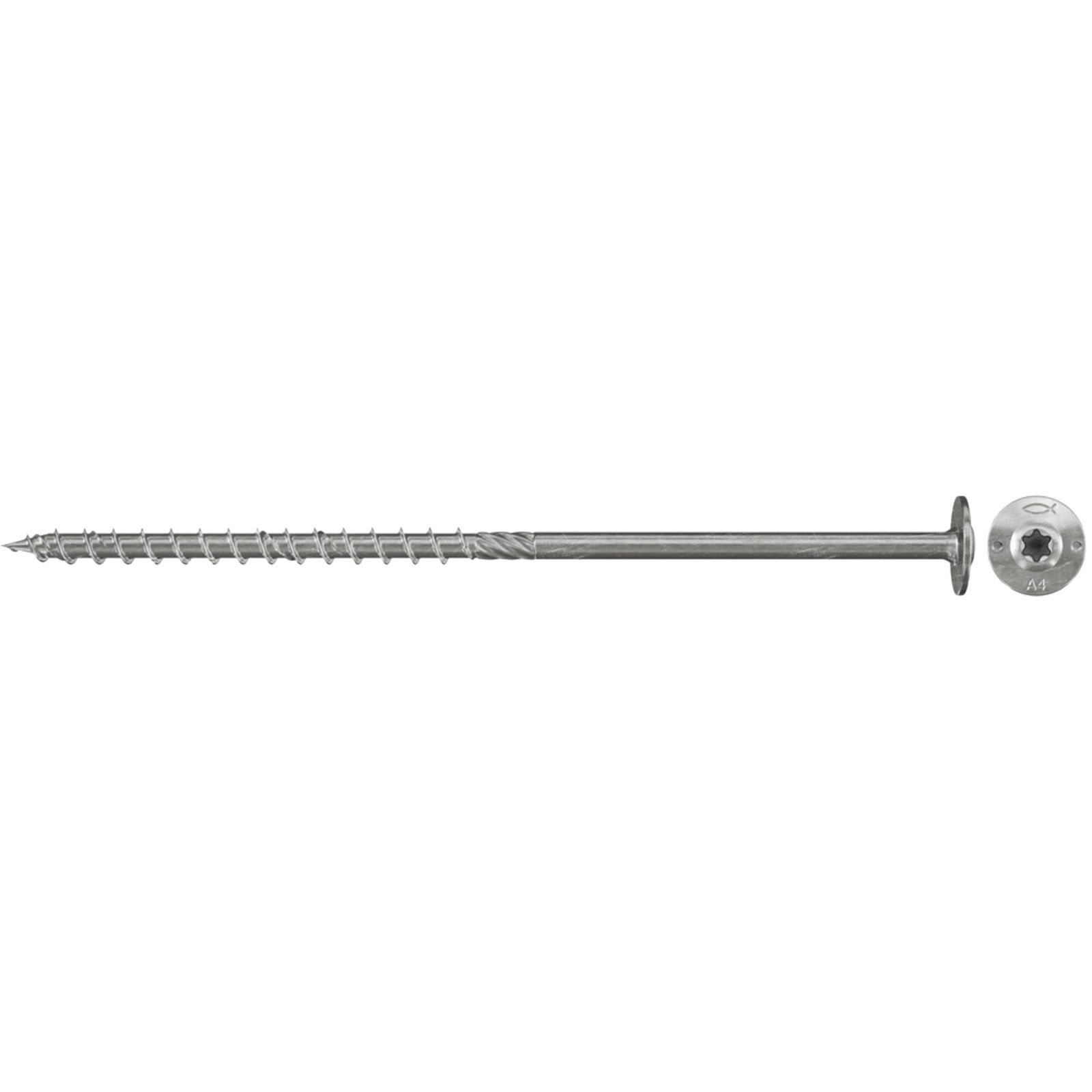 Fischer 100x Wkręt do drewna Power-Fast 6 x 140 Łeb talerzowy A2 stal nierdzewna Częściowy gwint Wewnętrzny Torx TX - 657437