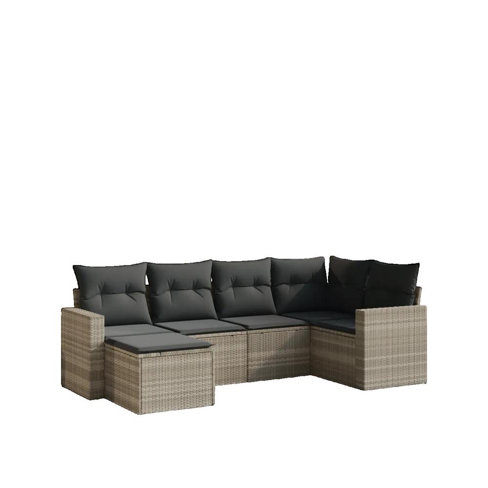 Zestaw mebli ogrodowych vidaXL 6 szt szary rattan modułowy