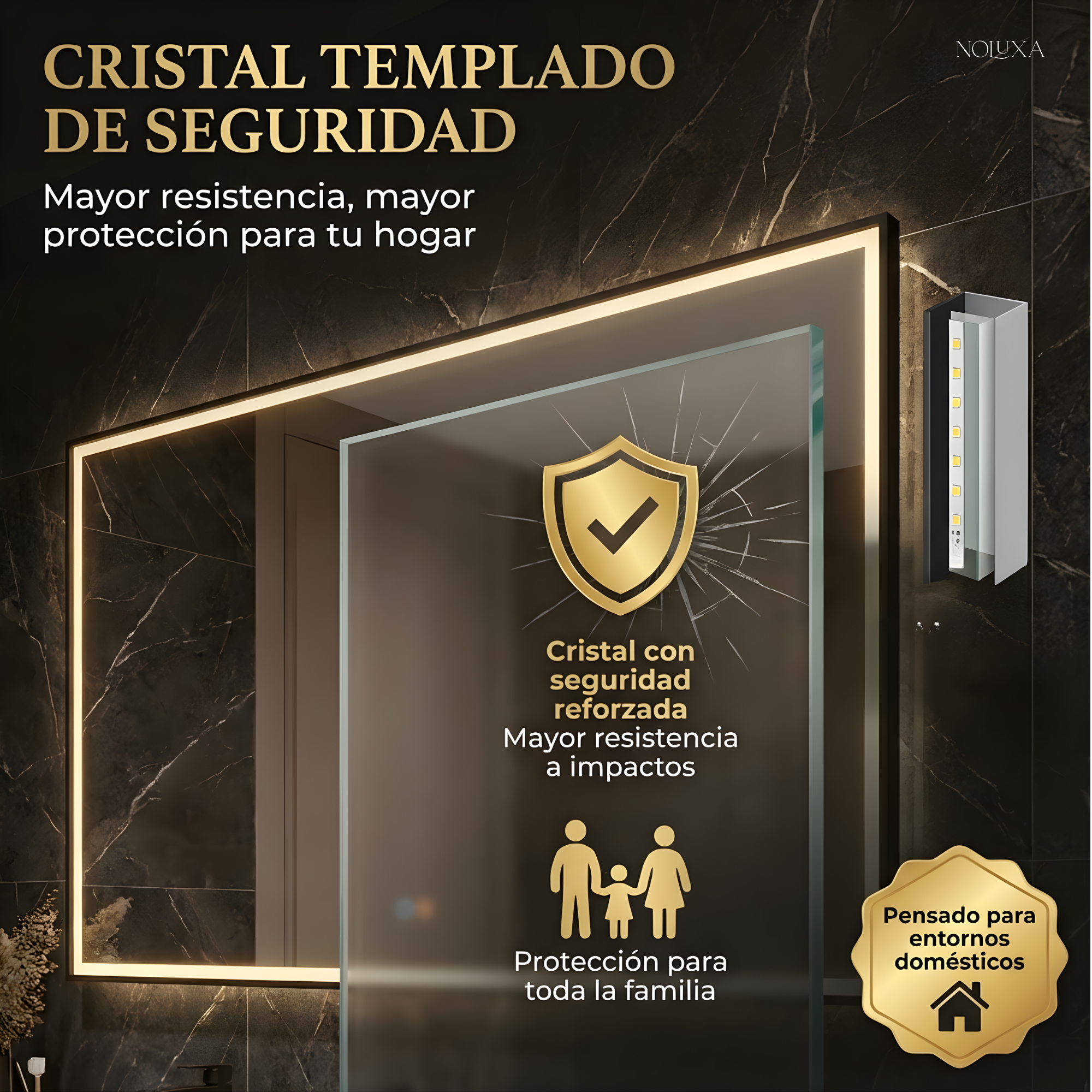 LEDIMEX - Miroir de salle de bain avec lumière | Grand miroir de salle de bain | Miroir anti-buée LED | Miroir mural carré 70x80cm - 4