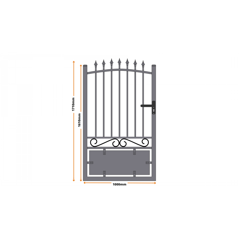 Portillon aluminium tradition style ferronnerie passage 1m Noir - 6