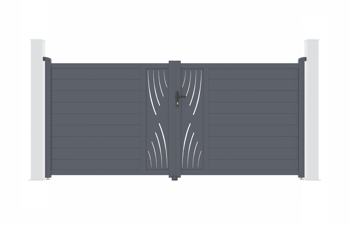 Brama aluminiowa dwuskrzydłowa 3.5m VELETA 350B160 Szara