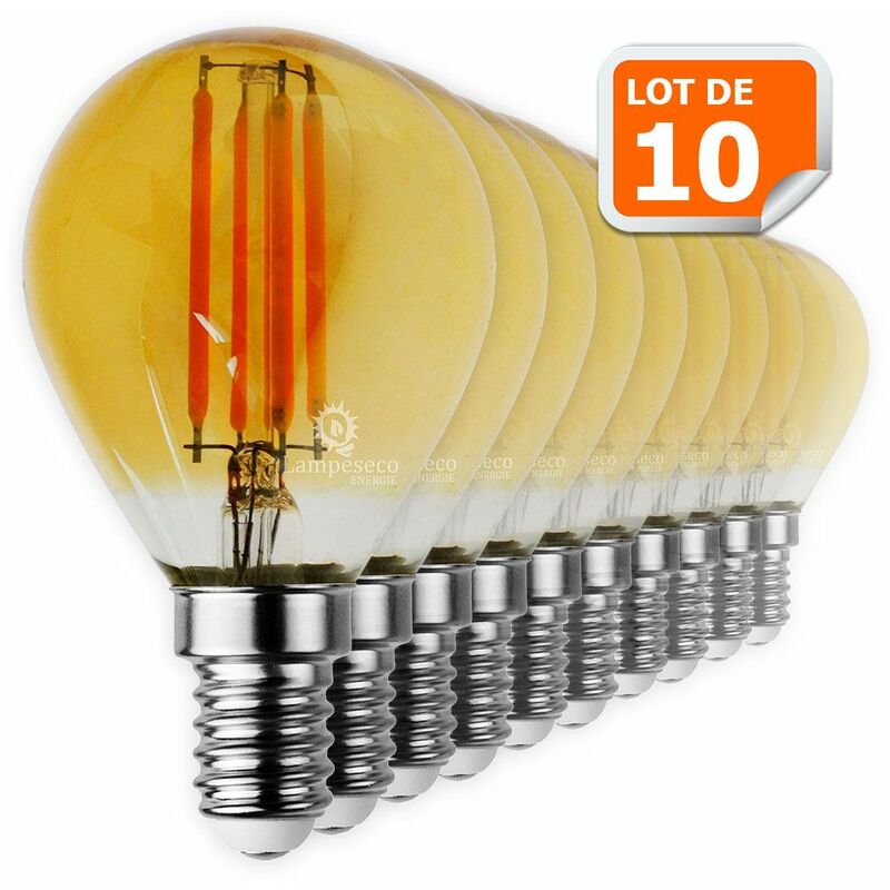 Zestaw 10 żarówek LED Filament w kształcie G45 o mocy 4 watów (odpowiednik 42 watów) z gwintem E14