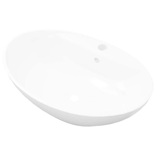 Maison Exclusive - Lavabo Ceramica Lusso Ovale Foro di Scarico e Foro Rubinetto