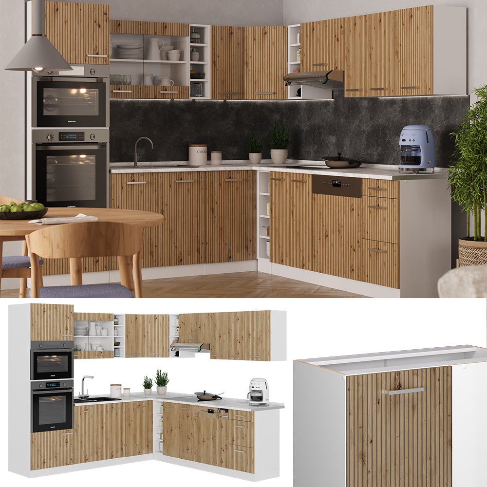 Vicco Cuisine en angle R-Line, Chêne Artisan/Blanc, 247 x 237 cm, PT Chêne - 5