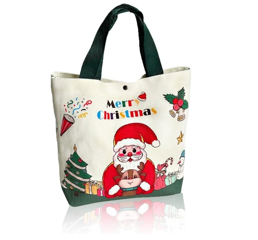 Torba na Boże Narodzenie Torba Boże Narodzenie długimi uchwytami nadająca się prania wielokrotnego użytku Torba jutowa Boże zakupy mocnymi uchwytami