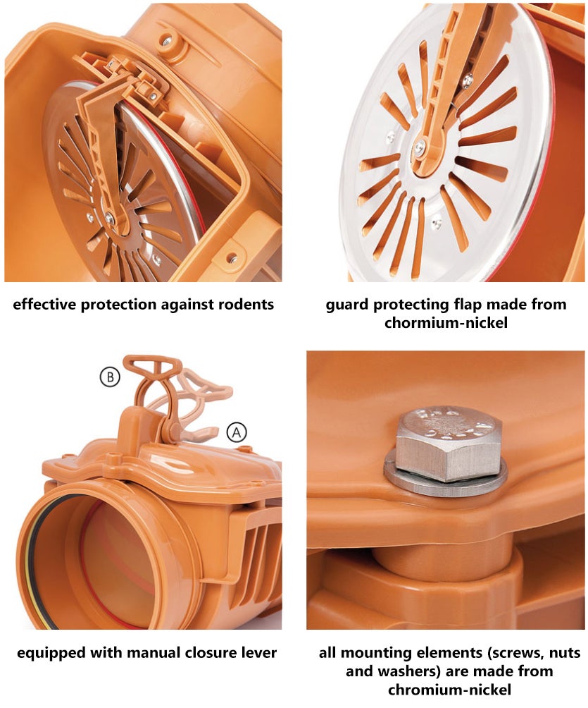200mm Polypropylène Vérifier Non-Retour Anti-Inondation Soupape Empêché - 4