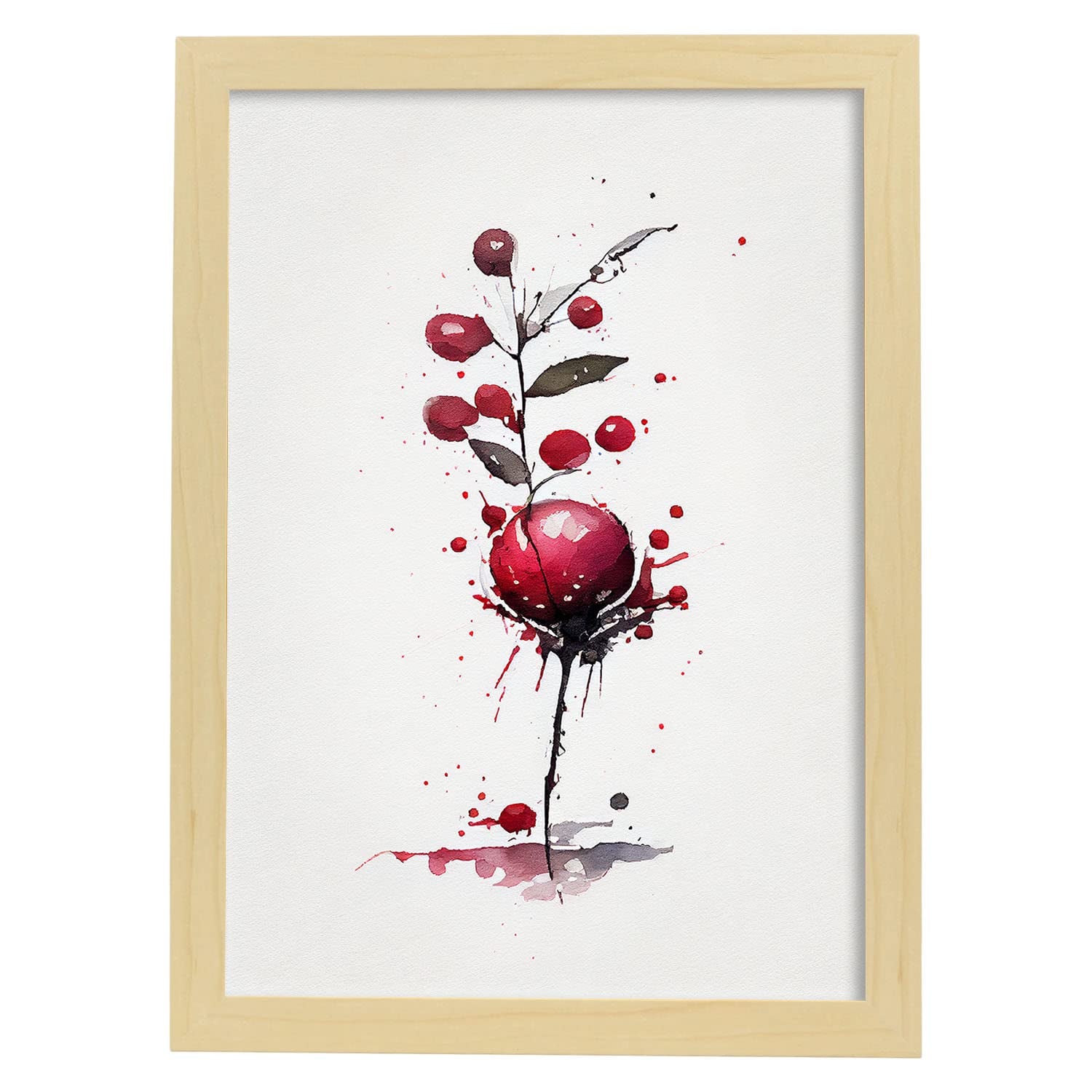 Nacnic poster de arándano a todo color ilustraciones de frutas verduras y comida sana en estilo acuarela y a3 con marcos de madera clara