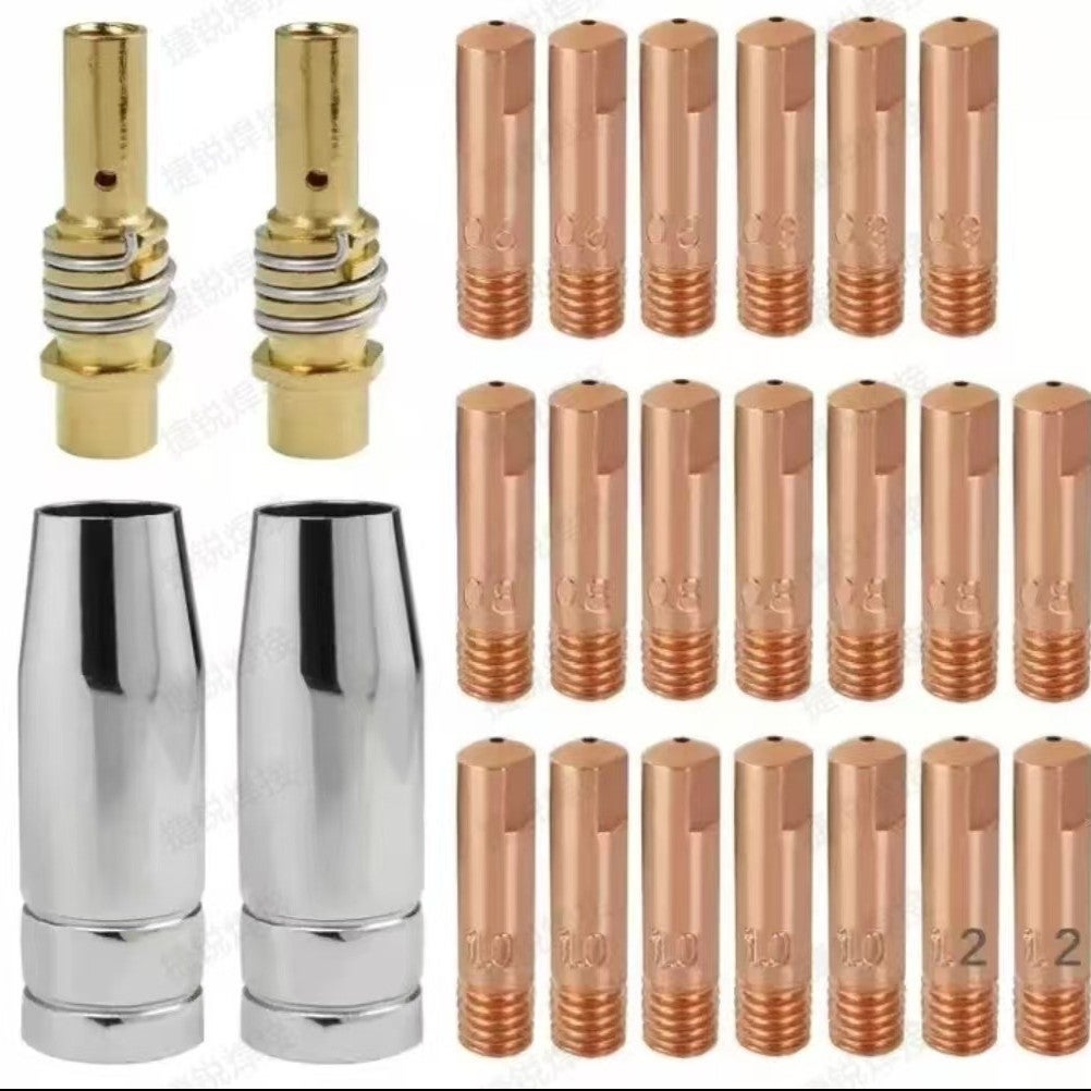 24 SZT. MB15AK Końcówka prądowa M6 0,6 mm 0,8 mm 0,9 mm 1,0 mm 1,2 mm, Uchwyt końcówki, Dyfuzor, Dysza gazowa stożkowa, Końcówki stykowe miedziane do