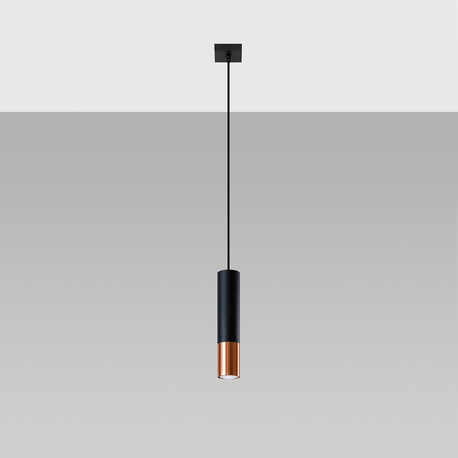 Lampa sufitowa wisząca Loopez czarno-miedziana 1xGU10x40W tuba wym: 100 x 8 x 8 cm metal Sollux Lighting
