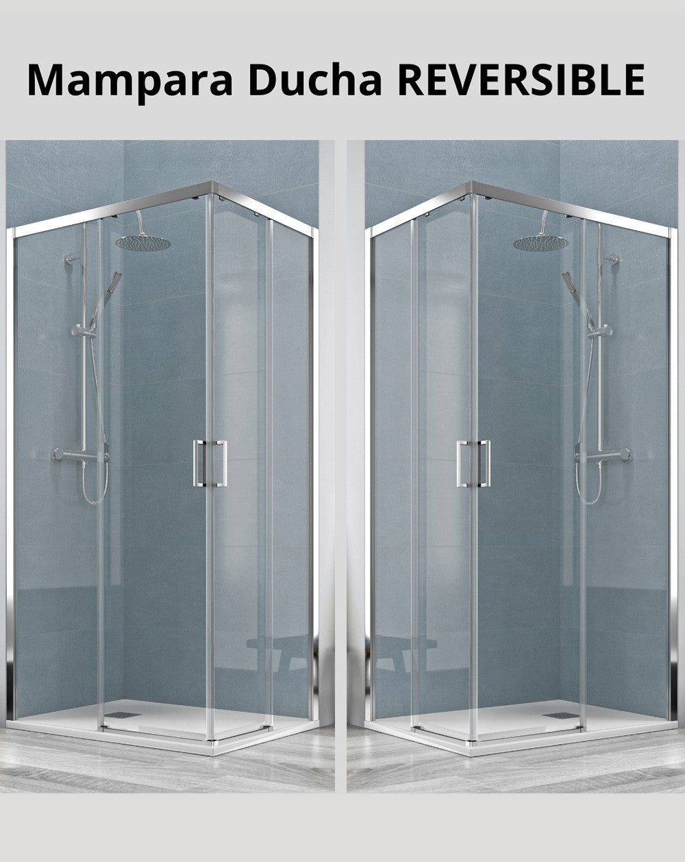 Box doccia rettangolare angolare scorrevole 2 porte 2 fisse | Vetro anticalcare da 5 mm | Profilo cromato 80 cm (adattabile 78-80 cm) x 80 cm - 2