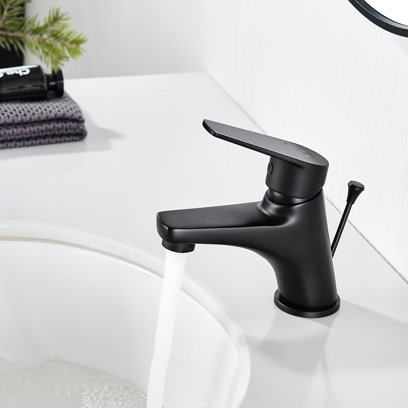 Cecipa max Robinet de Salle de Bain Noir, Robinet de Lavabo avec Garniture de Vidage à Tirette, Mitigeur de Lavabo en Laiton,EU Modèle - 2