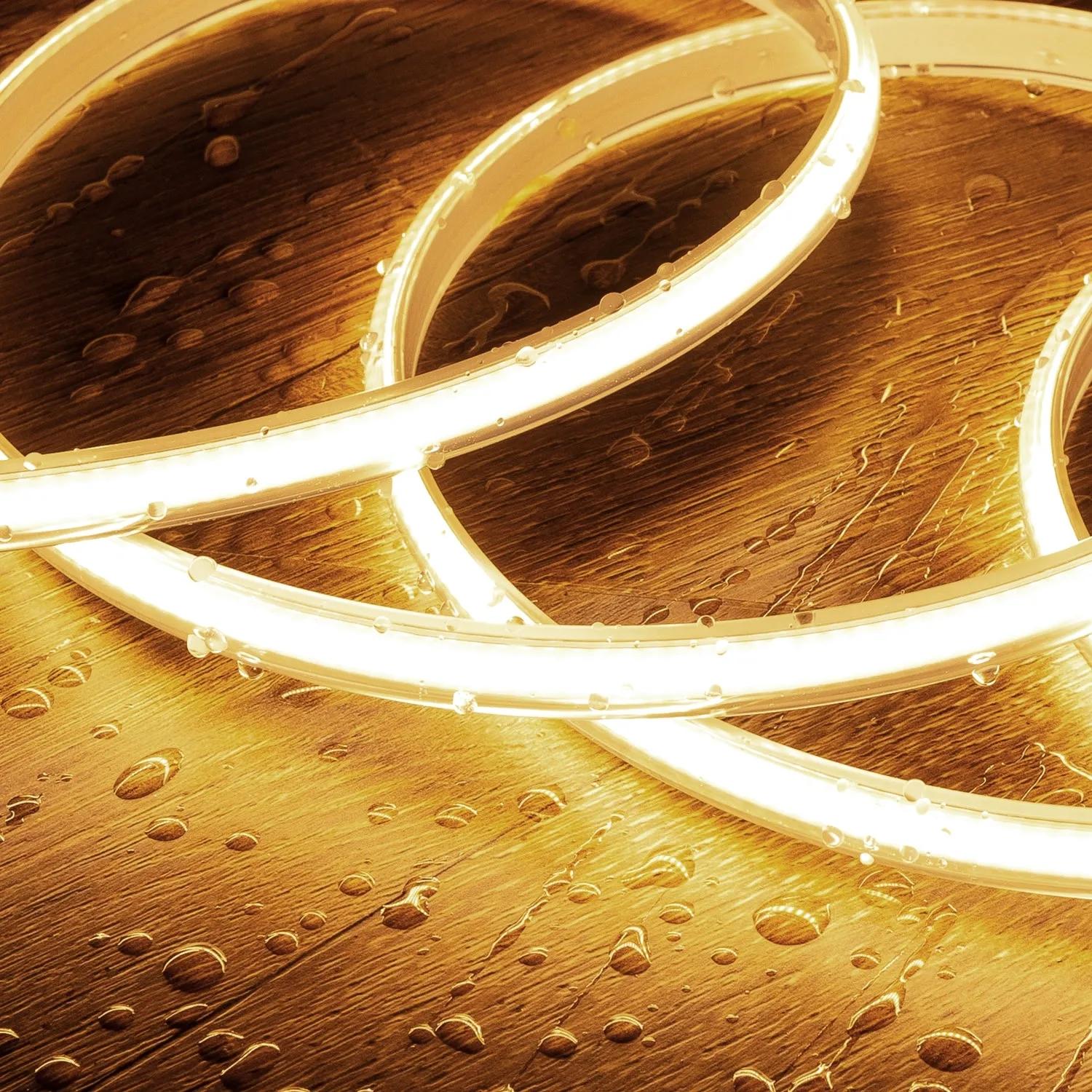 Ruban LED Dimmable 220V COB Auto-redressement 320 LED/m 8W/m 720 lm/m Largeur 12mm Coupe 50cm IP65 CRI90 Sur mesure 2700K Blanc chaud 3 m - 2