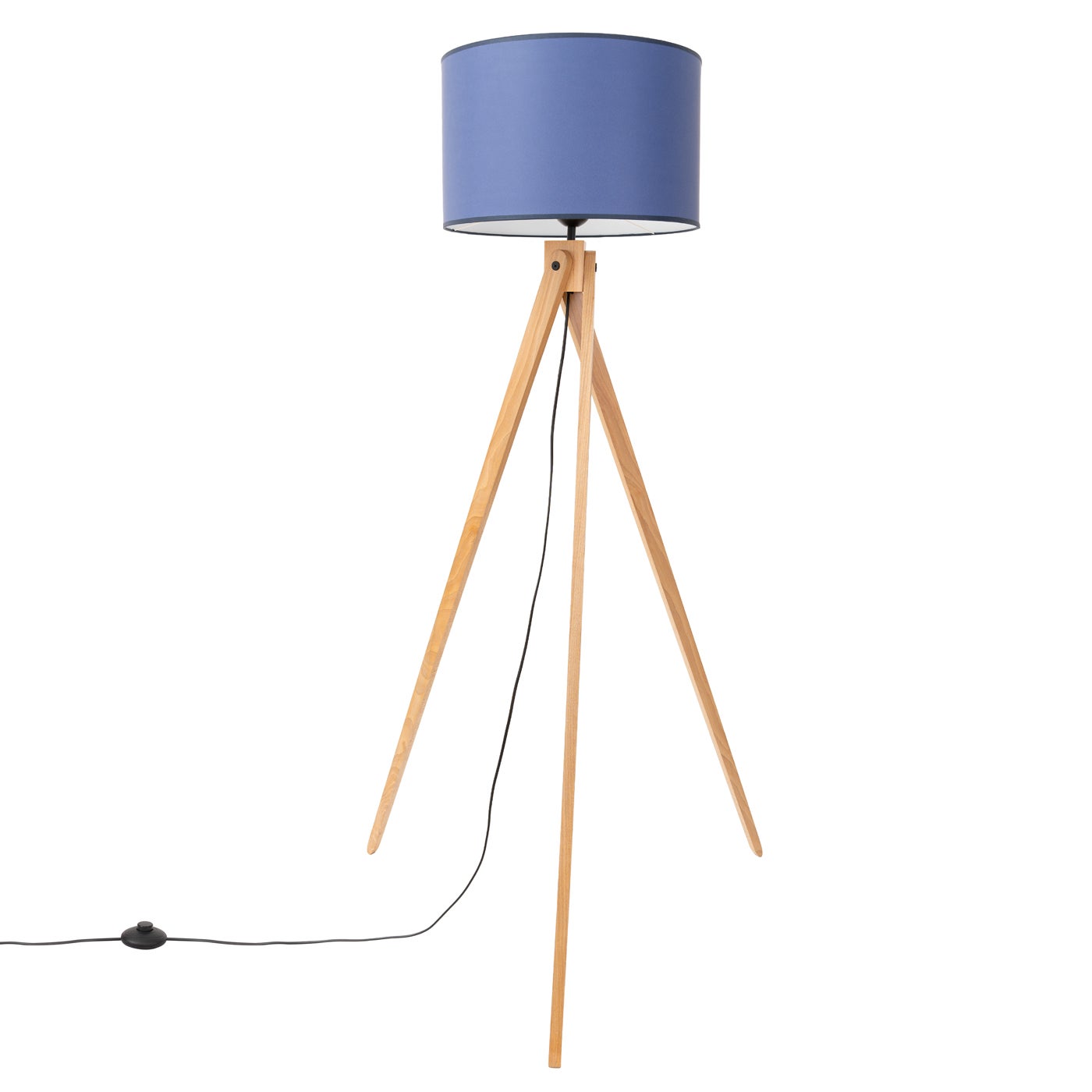 Lampa stojąca trójnóg drewniany NATT granatowa 1xE27x20W drewno wym:140x77x77cm IP20 Sollux Lighting