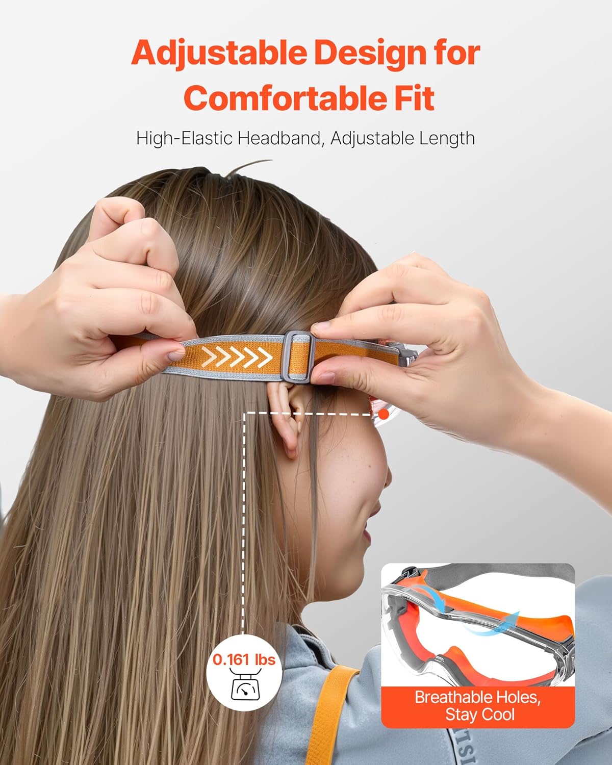 Lunettes de sécurité antibuée et anti-poussière - fabriquées avec des verres en polycarbonate - adaptées aux chantiers de construction - orange. - 3