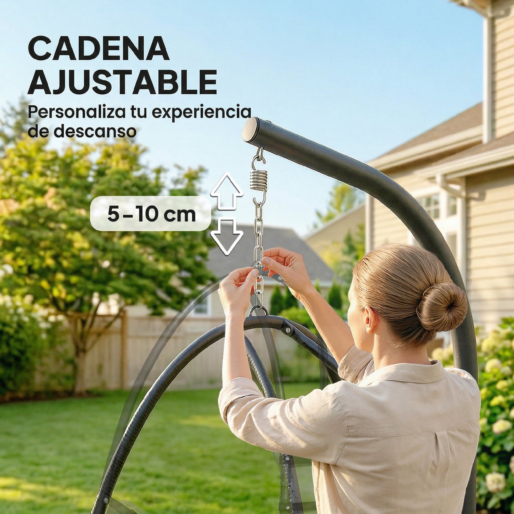 Cadeira Suspensa Tipo Ovo Outsunny Cinzento Escuro - 8