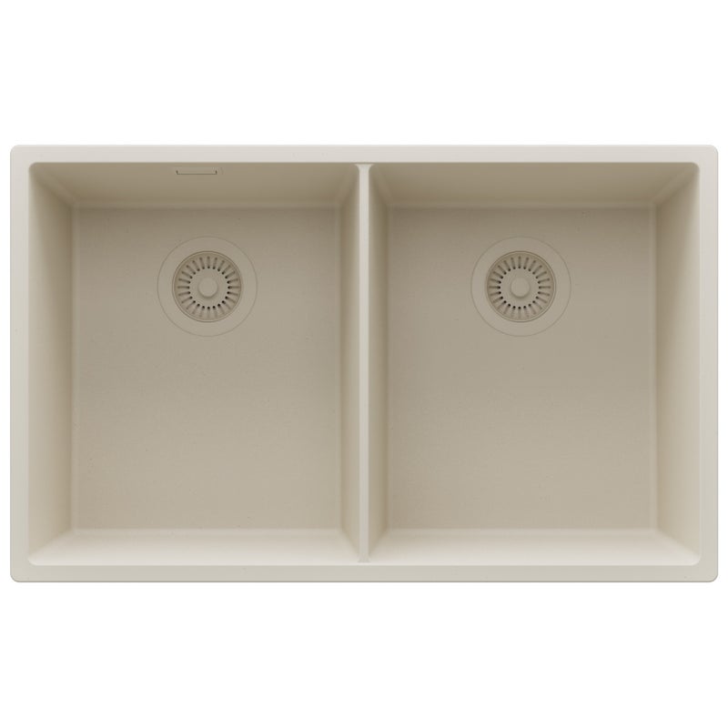 Zlewozmywak podblatowy Beżowy 76x47cm, Zlew Kuchenny 2 Komorowy + Syfon, do szafki od 80cm - Londyn Twin PRIMAGRAN