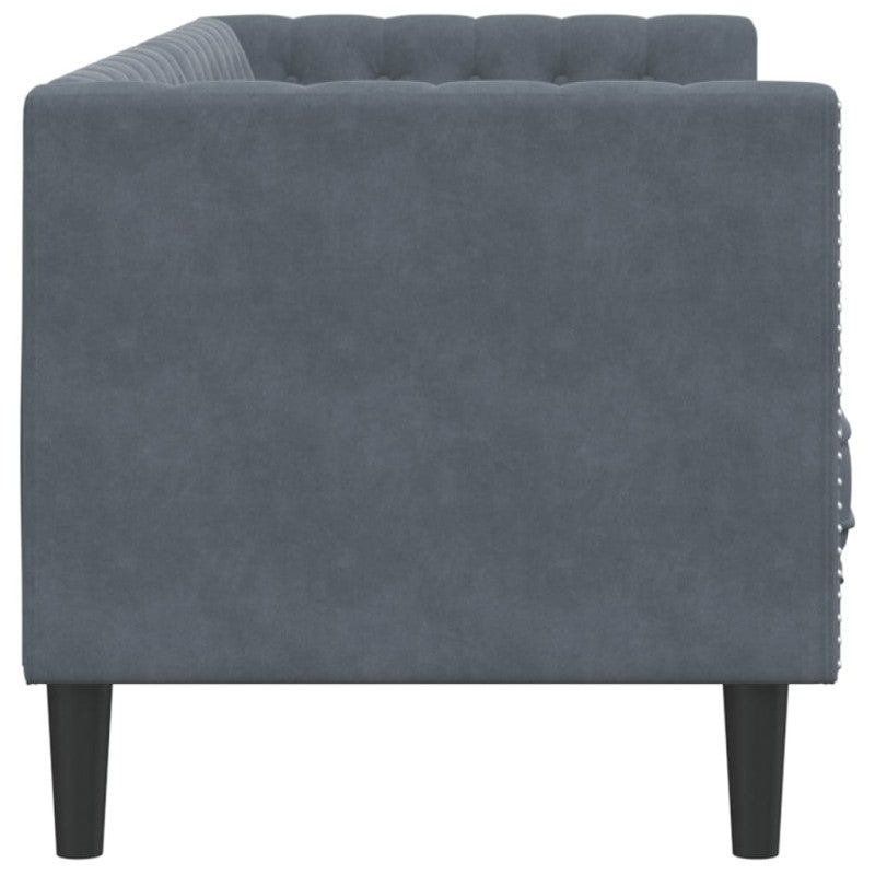 Divano Chesterfield con Rinforzi 3 Posti Grigio Scuro Velluto vidaXL - 5