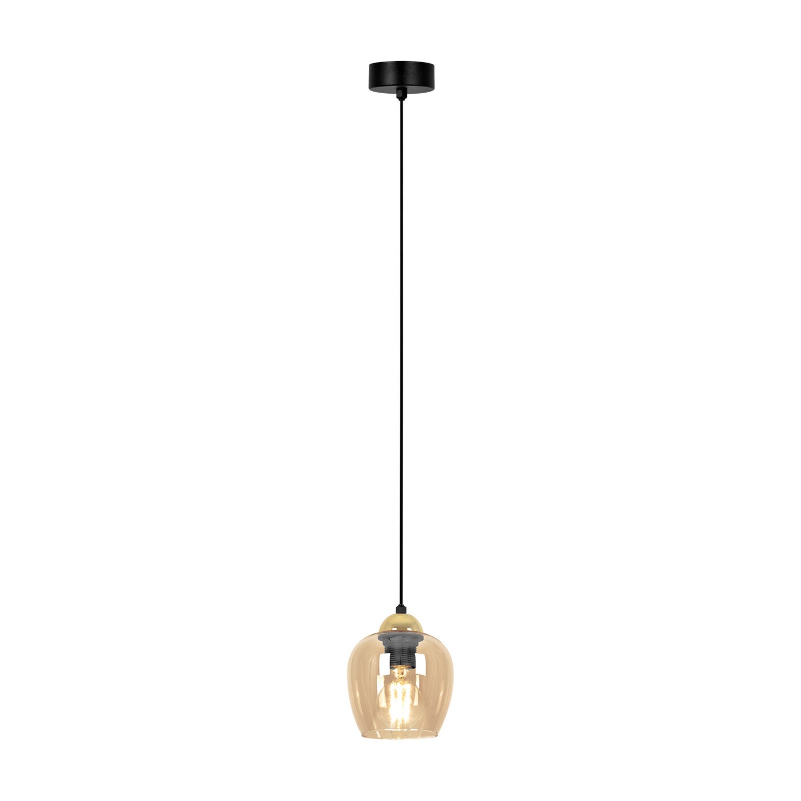 Lampa wisząca TULA czarno-złoto-bursztynowa 1xE27x20W szkło wym:85x13x13cm IP20 Kaja