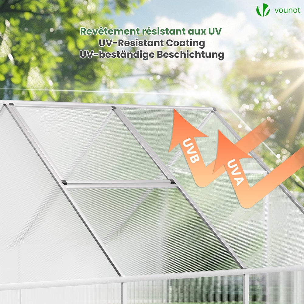 14 Plaques en polycarbonate alvéolaire 4 mm - double paroi creuse - transparent 121 x 60,5 cm - pour serre - VOUNOT® - 4