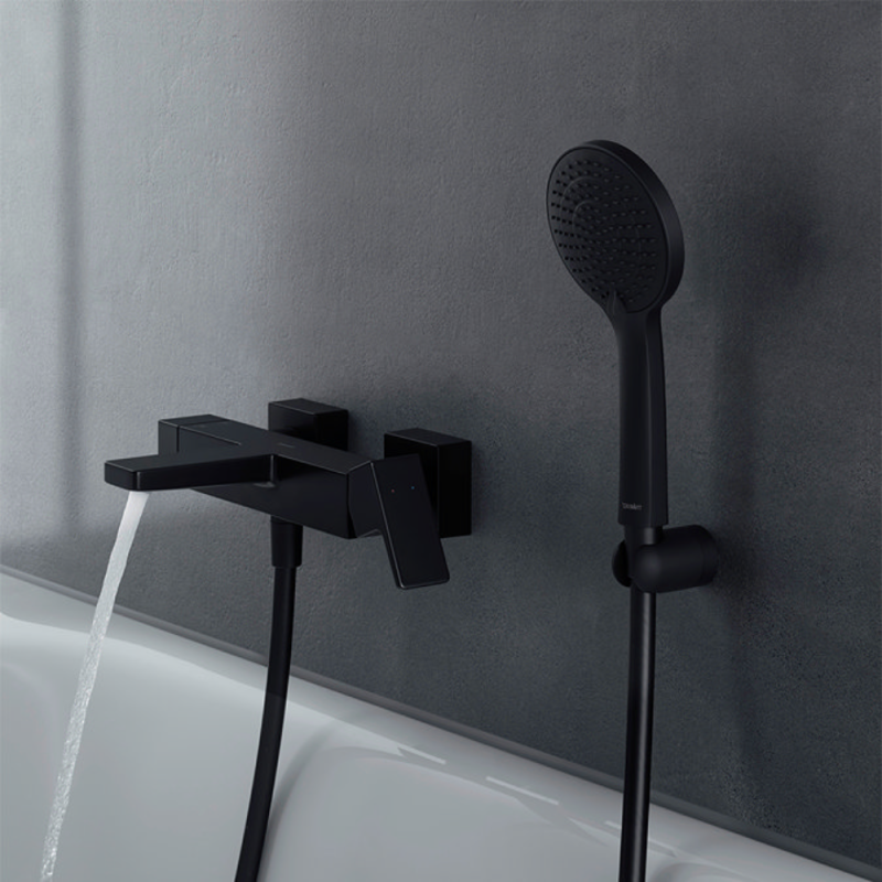 Pommeau de douche 3 jets DURAVIT Universal avec curseur noir mat + flexible de douche - 2