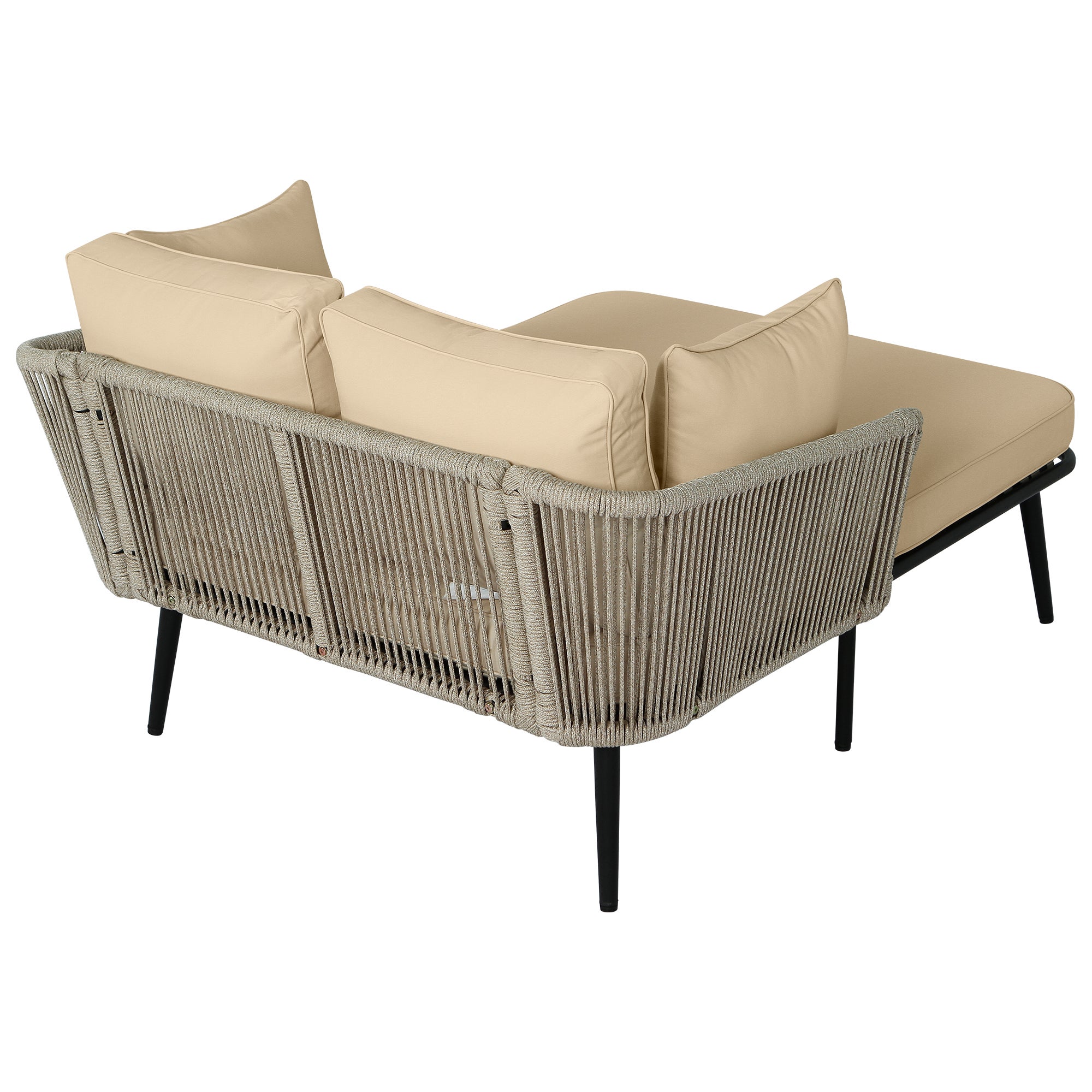 Espreguiçadeira de jardim com 2 almofadas removíveis e laváveis - Revestimento kaki areia e estrutura resistente ao tempo - 9