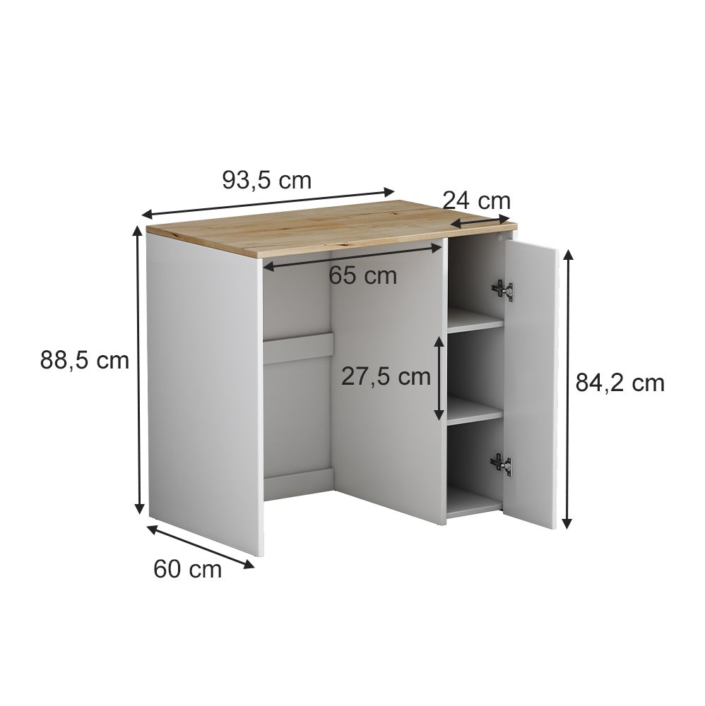 Vicco Armario para lavadora Lavik, Blanco, 93.5 x 88.5 cm con 3 compartimentos - 3