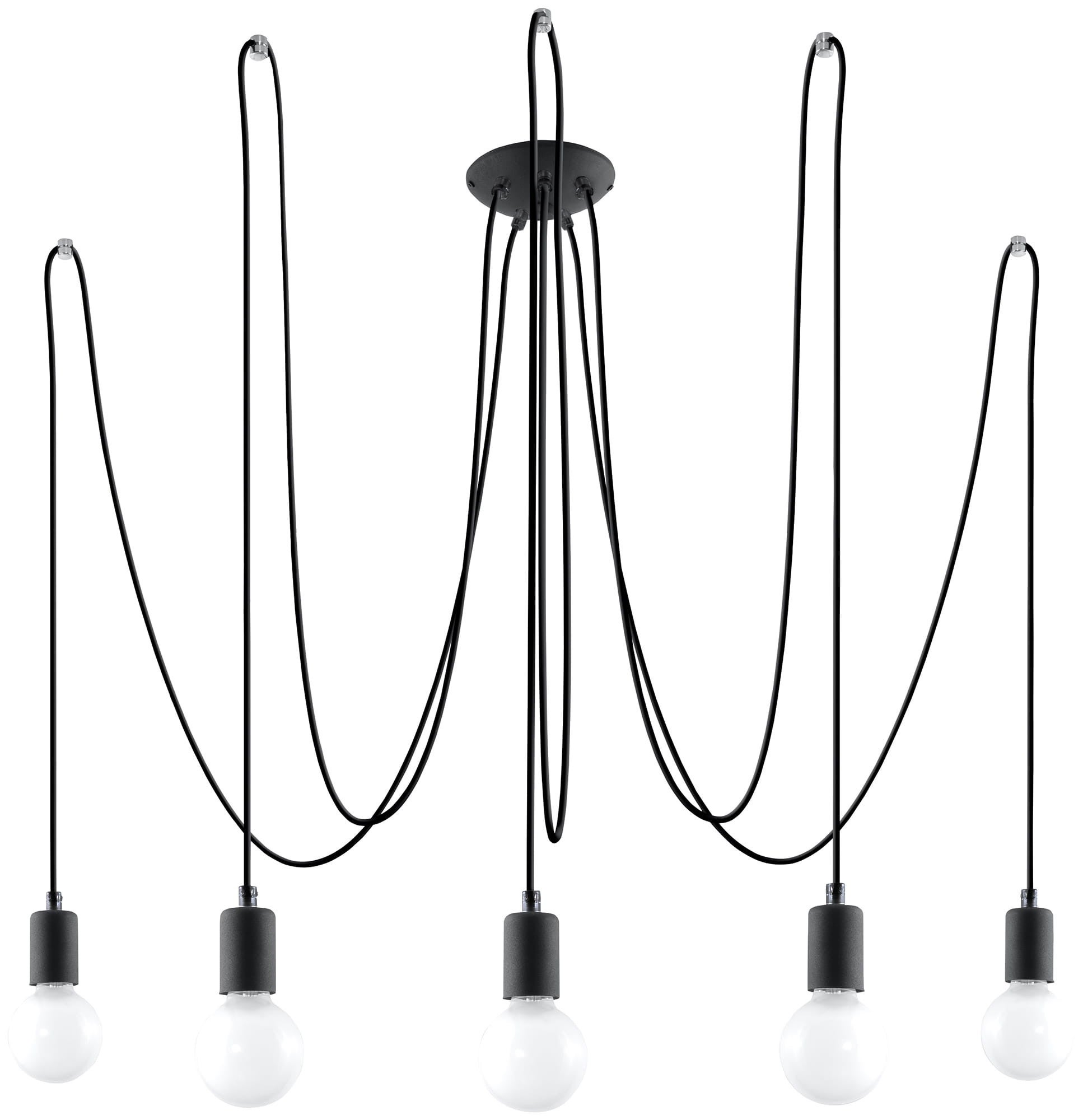 Lampa wisząca Edison czarna 5xE27x60W wym: 300 x 600 x 600 cm metal Sollux Lighting