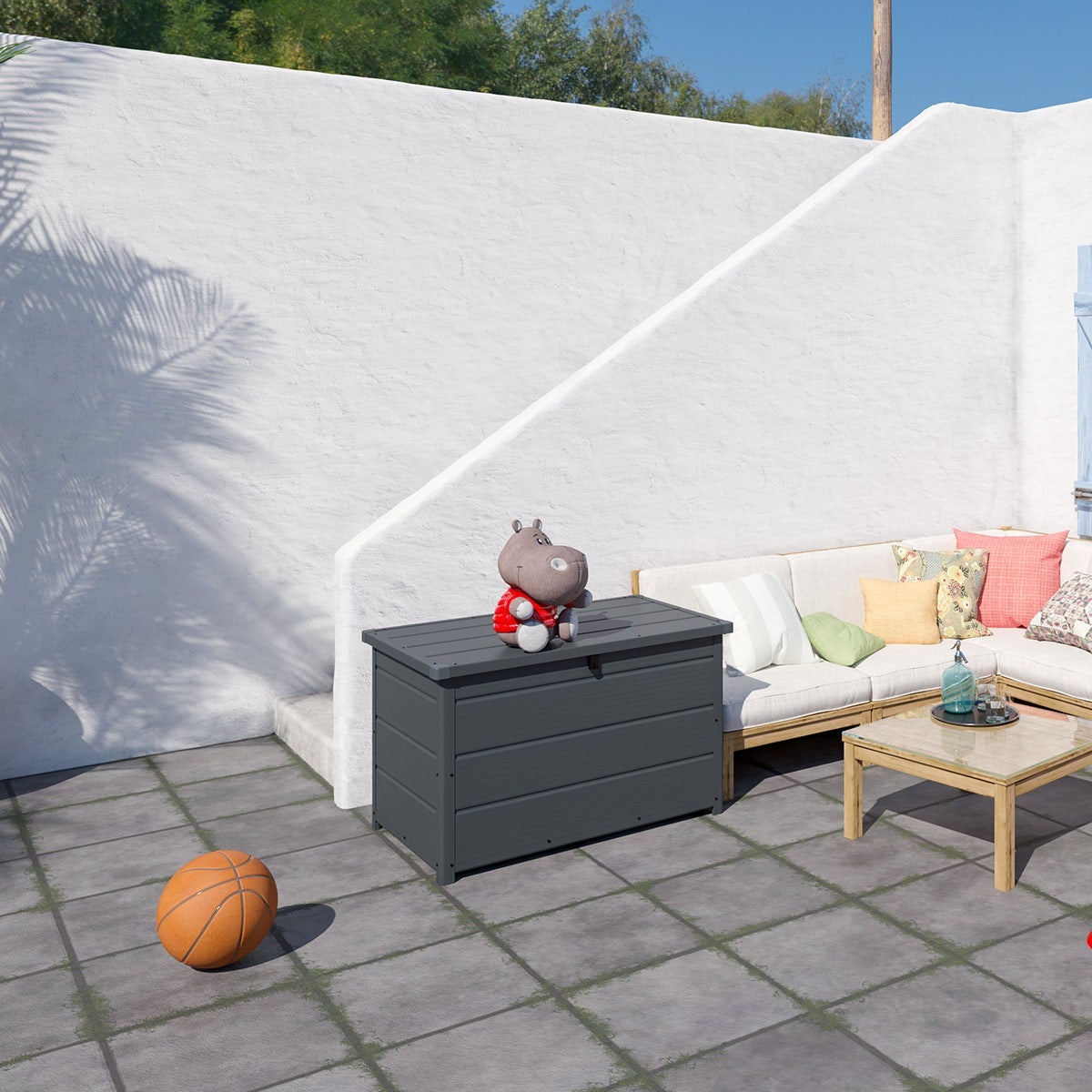 Coffre de jardin 350 L en resine anthracite - 3