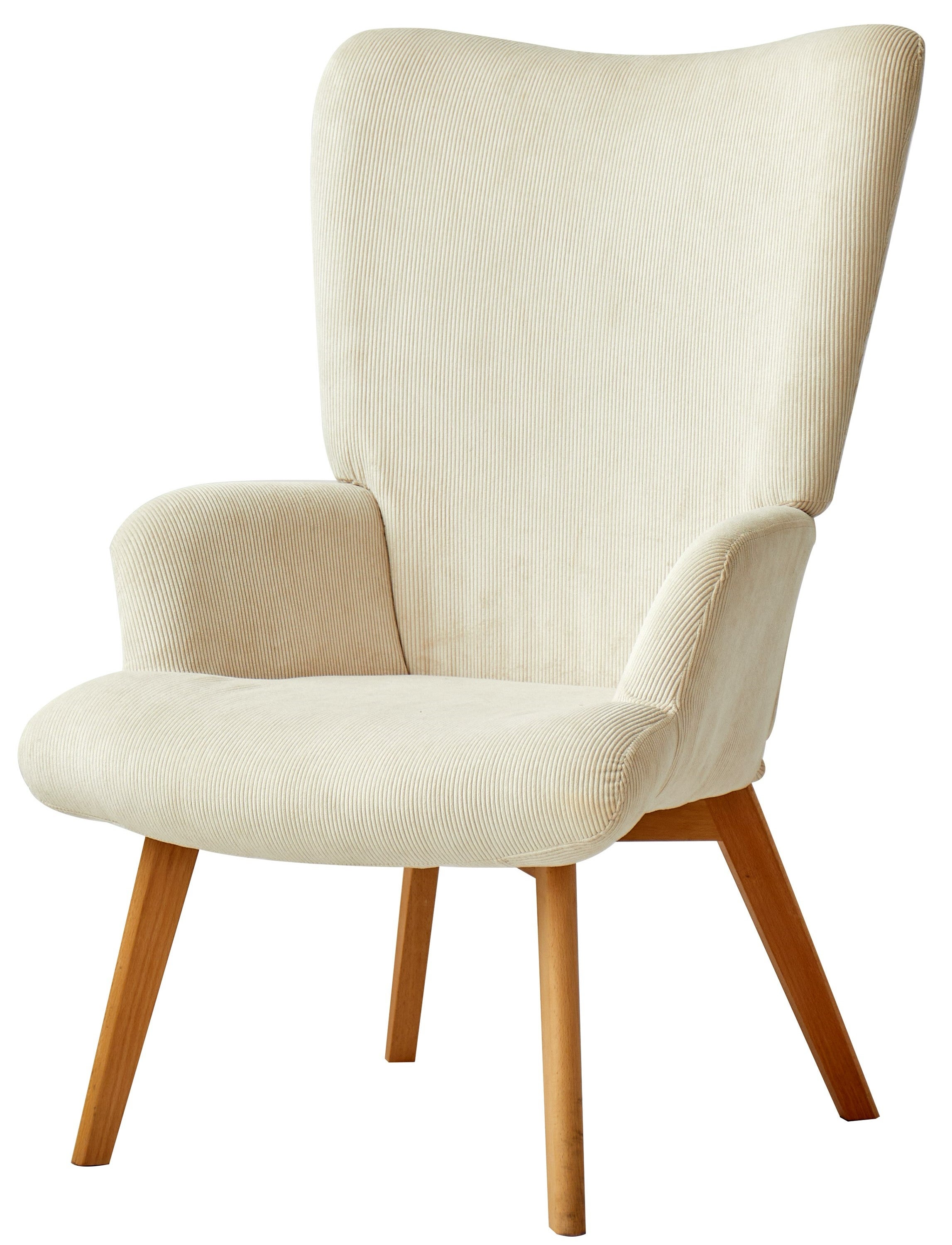 Nordlys Fauteuil De Salon Scandinave Pieds Bois Velours Beige Leroy