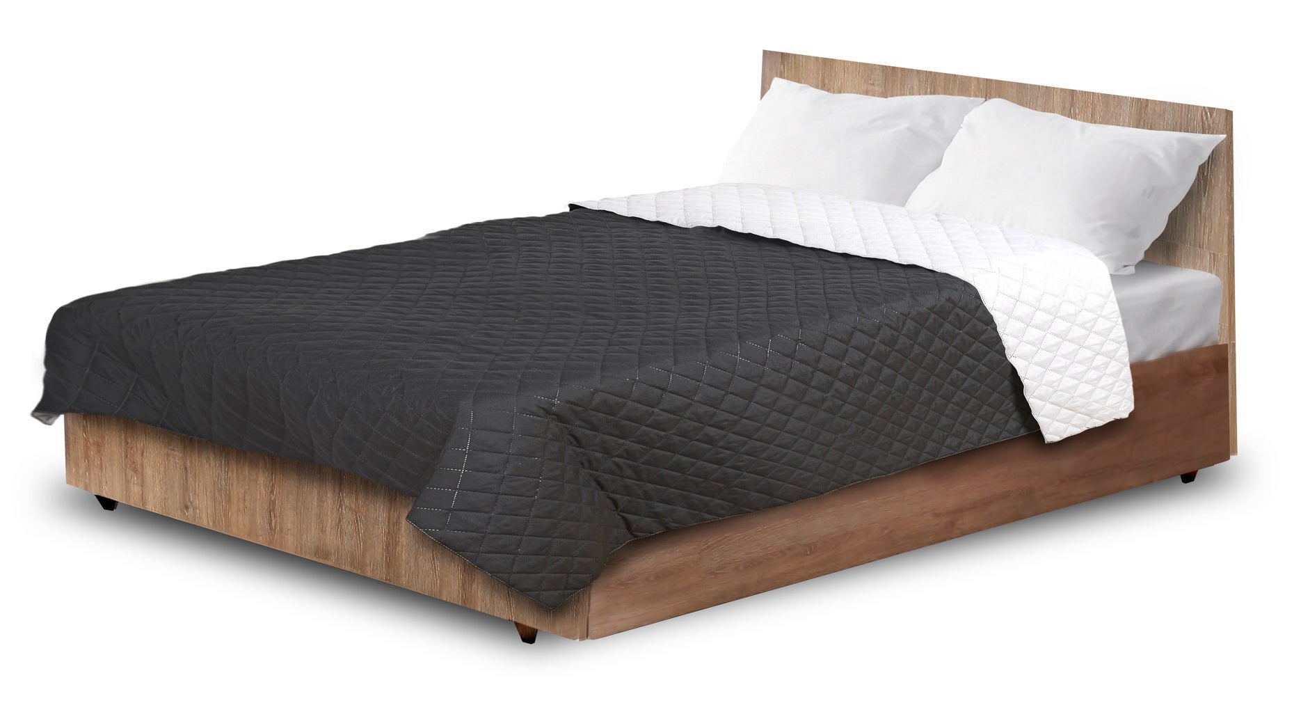 Narzuta na łóżko Aio factory 200x220 cm pikowana biało-czarna 1szt - 4