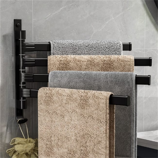 Porte-serviettes à Ventouse Rétractable - Acier Inoxydable - Pour Salle De Bain, Douche, Piscine - Sans Perçage - 6