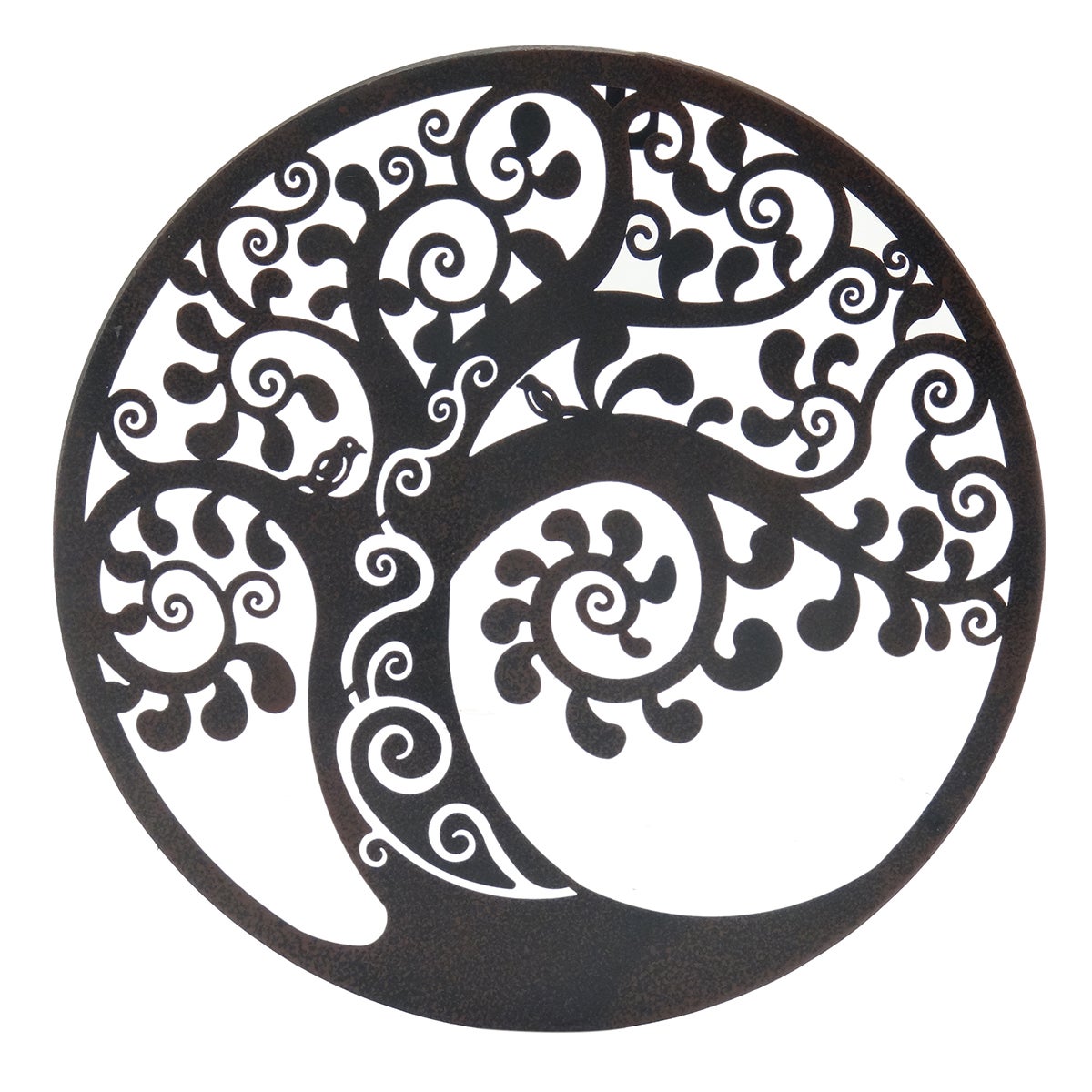 Origen home decor adorno árbol de la vida apliques metal | aplique metal gris redondo - 30x30x1cm