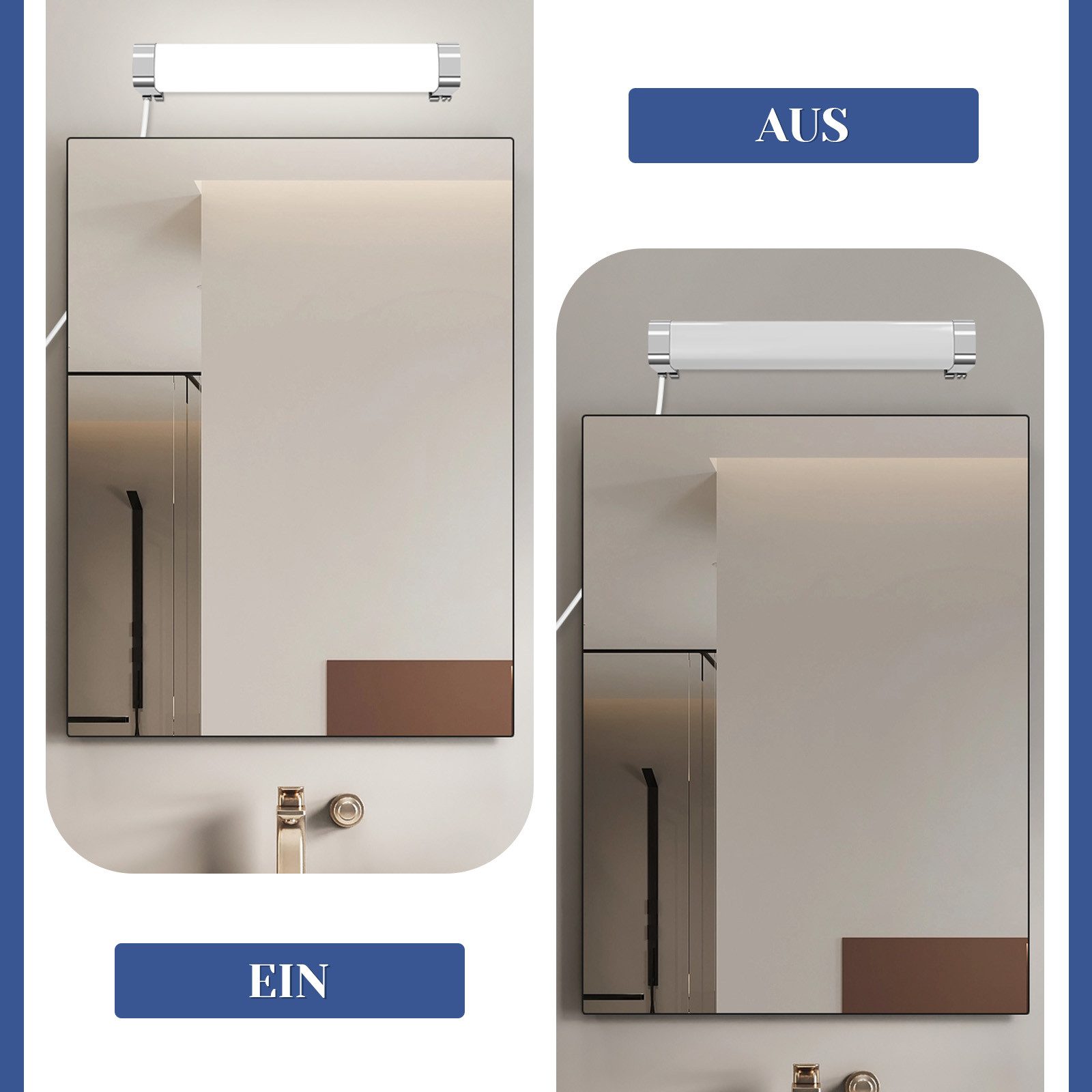 NETTLIFE applique miroir LED avec prise 10W blanc neutre 4000K chrome - 6