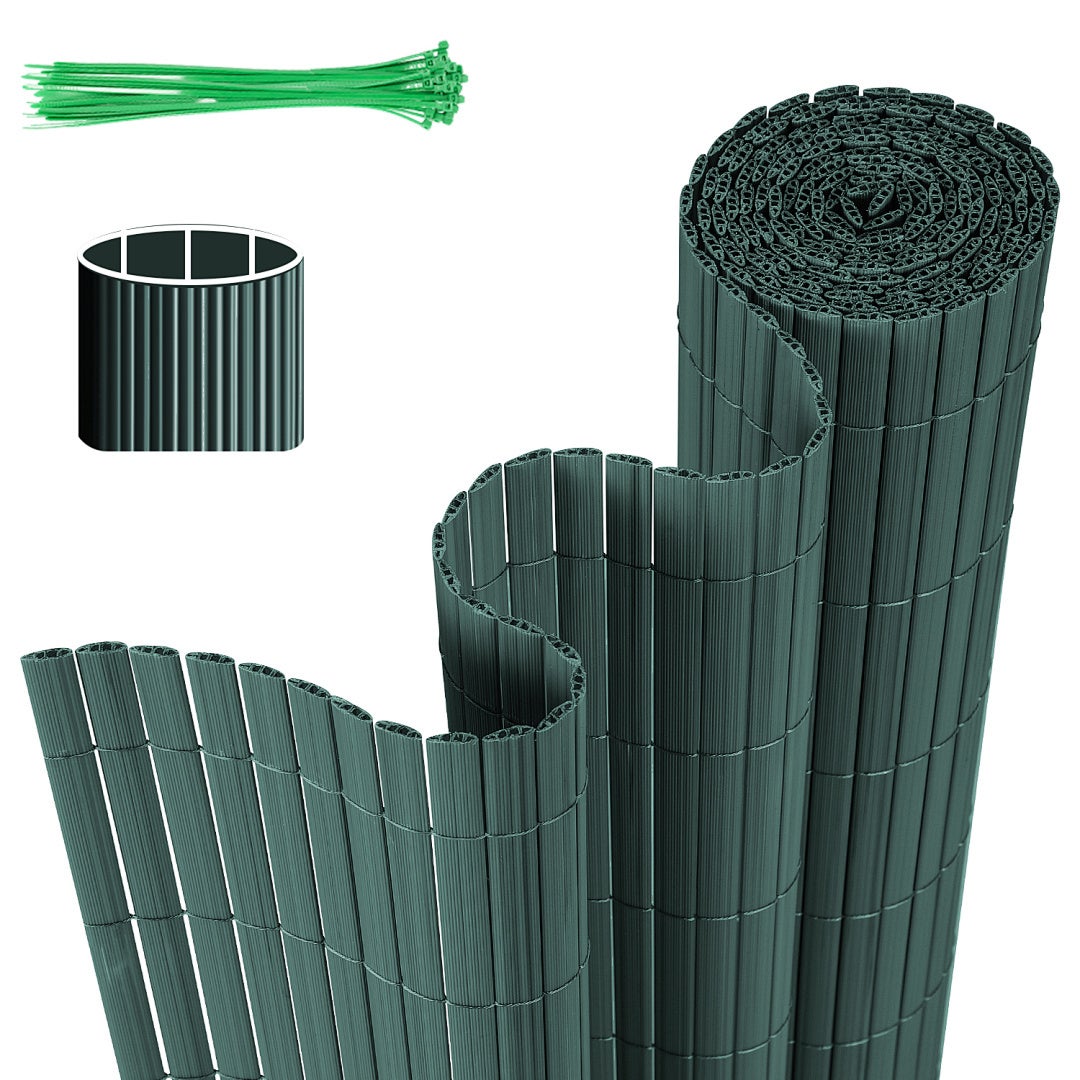 Solidna mata PVC – Zewnętrzna osłona prywatności do ogrodu, tarasu i ogrodzenia Zielony 100 x 800cm