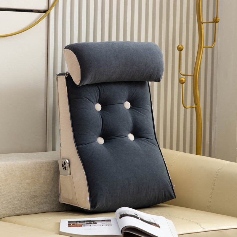 Coussin de dossier avec appui-tête, coussin décoratif, coussin de soutien lombaire, amovible et lavable (gris foncé, 45 x 55 x 25 cm (1 pièce)) - 6