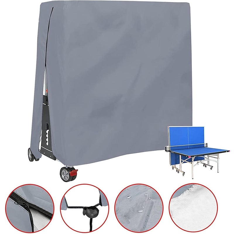Wodoodporny i pyłoszczelny pokrowiec na stół do ping-ponga, szary, 165x70x185 cm