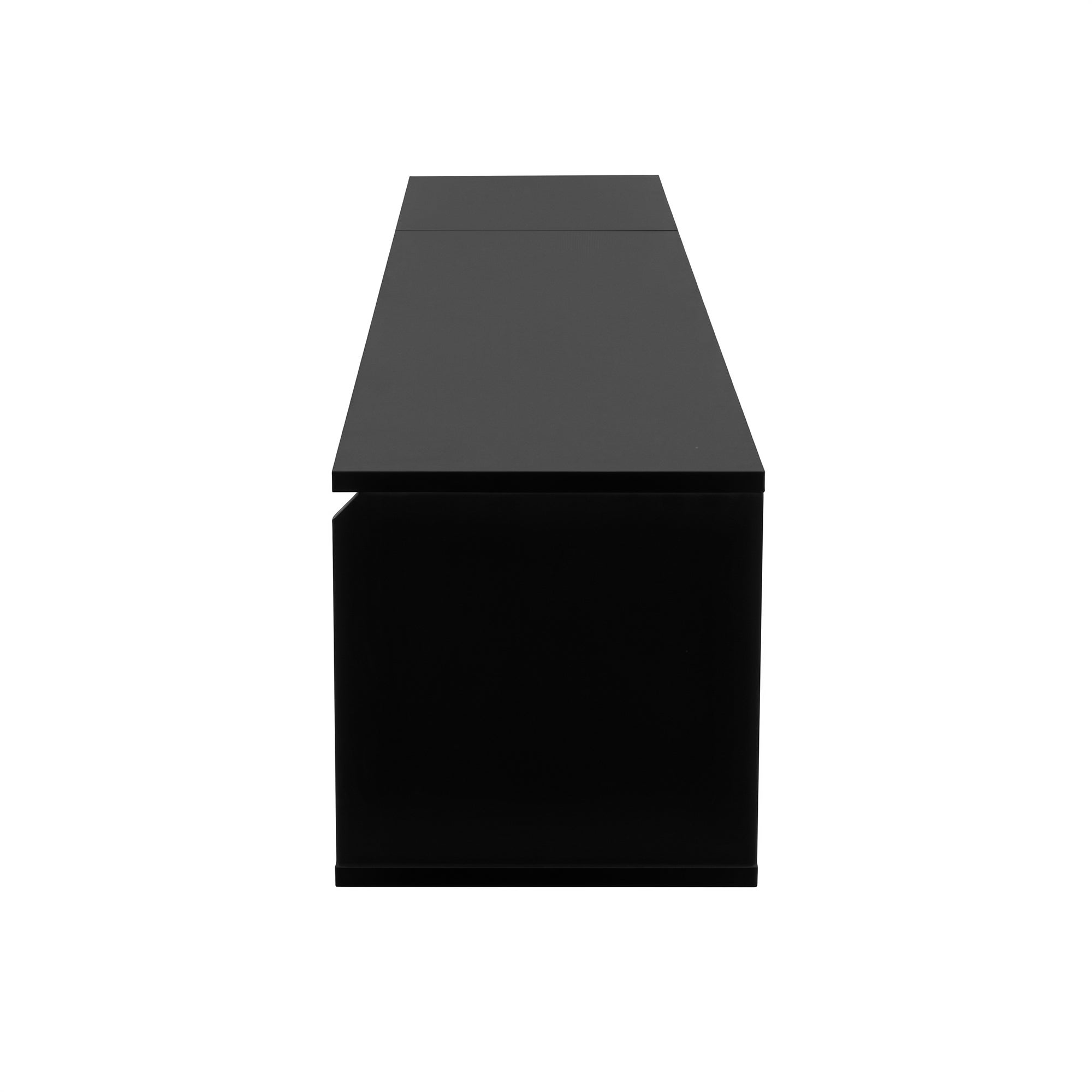 Nowoczesna szafka pod telewizor 180 x 35 x 30 cm - do montażu na ścianie/wolnostojąca - z oświetleniem LED i portami USB - płyta MDF - czarny - 6