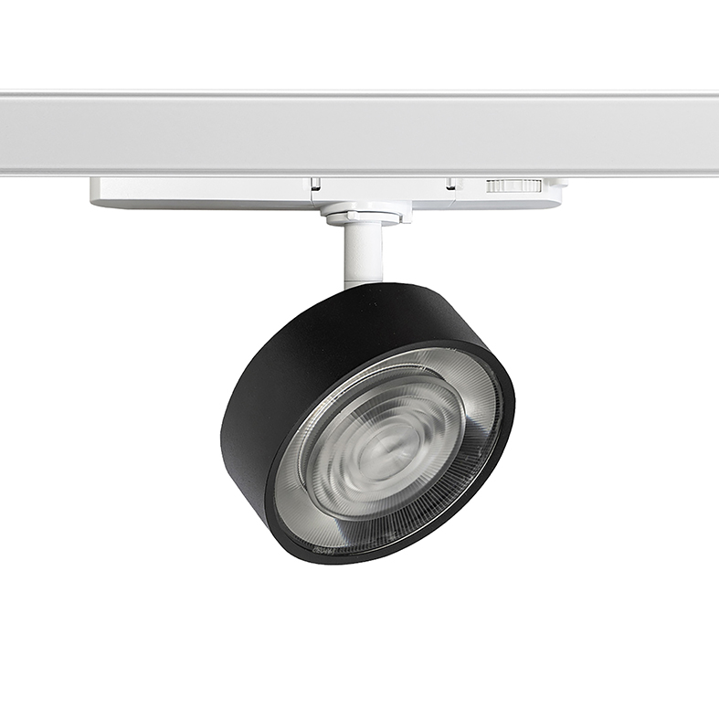 Hole - Proiector LED trifazat pe pista 13W 3000K CRI90 IP20 Optic 38° din aluminiu turnat sub presiune, vopsit alb/negru - Rossini Group