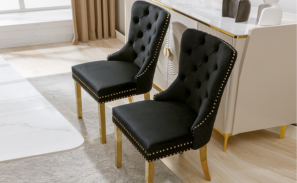 Silla de comedor (silla de cocina, silla de sala de estar con anillos de tiro redondos únicos en el respaldo, 2 piezas) - 6