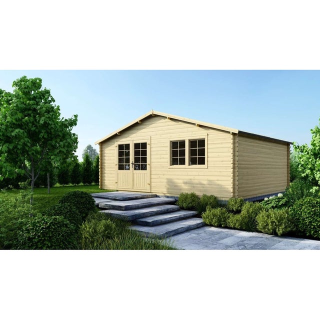 Abri de jardin en bois - 30m2 - 6x5m - Ep. 40mm - Couleur: naturel - DOM748 - ALTANKA